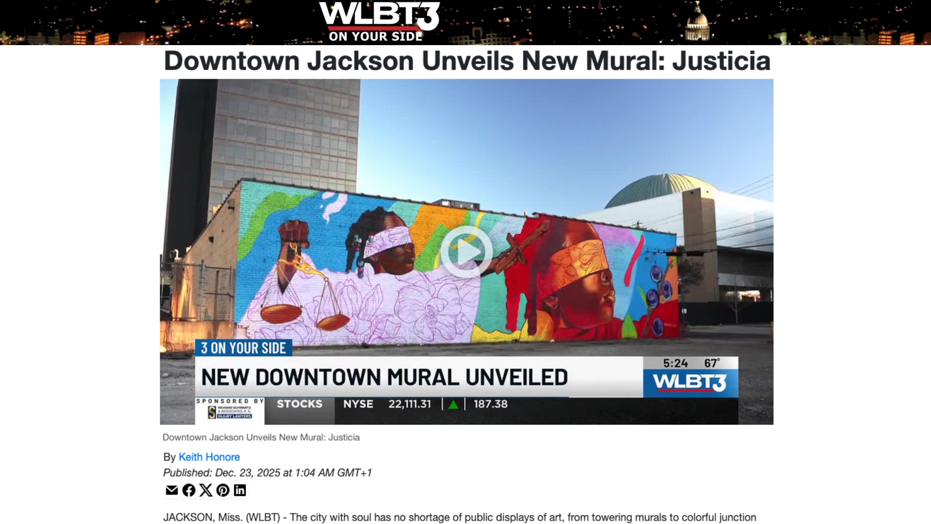 WLBT - Downtown Jackson Unveils New Mural: Justicia