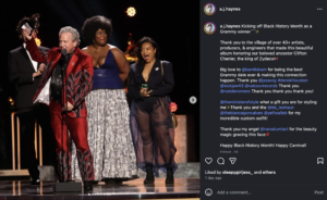A.J. Haynes celebrates her Grammy win on Instagram